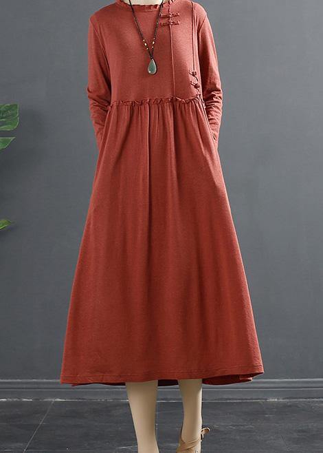Red Dresses Ruffled Patchwork Maxi Dresses
