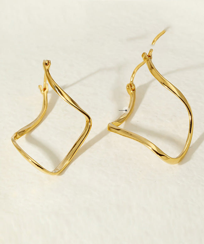 Gold Silver Bending Shape Hoop Earrings