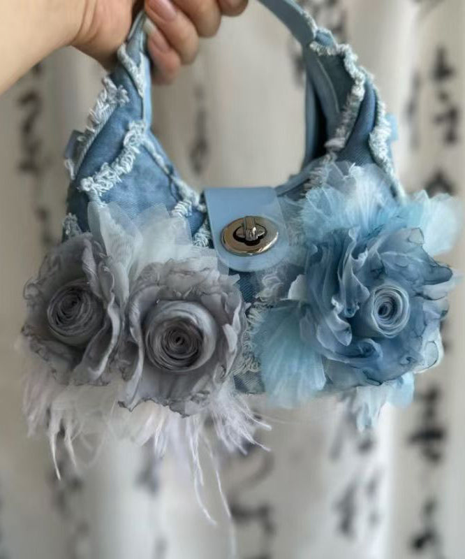 Blue Tassel Denim Tote Handbag
