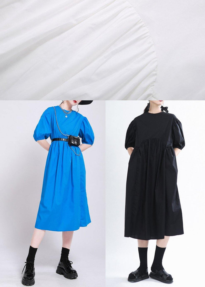 Handmade Black O-neck Long Summer Cotton Dress