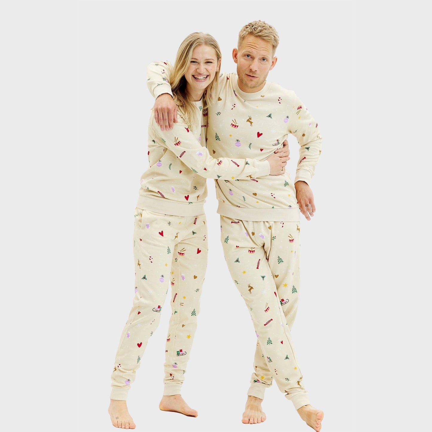Christmas Sweatshirt Set Beige Men's