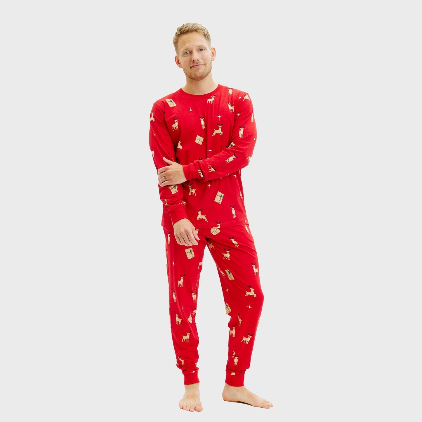 Elegant Red Christmas Pajamas Men's