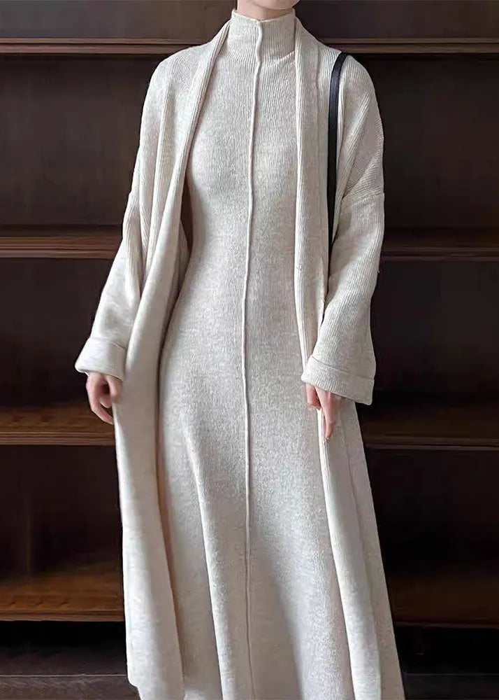 Grey Cozy Knit Two Piece Set Turtleneck
