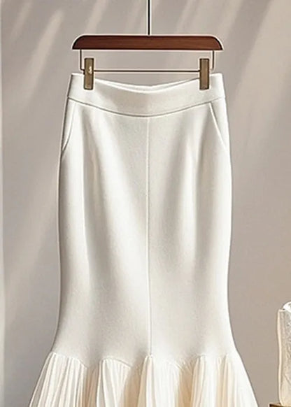 Loose White Tulle Patchwork Fishtail Skirts Spring