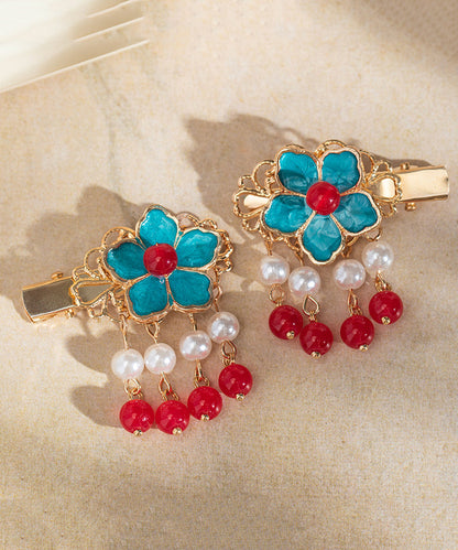 Multicolor Alloy Pearl Colored Glaze Tassel Hairpin