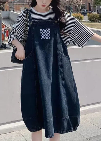 Blue Patchwork Denim Dress 2 Piece Outfit Fall