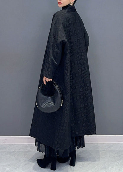 Natural Yellow V Neck Print Pockets Long Trench Coats Long Sleeve