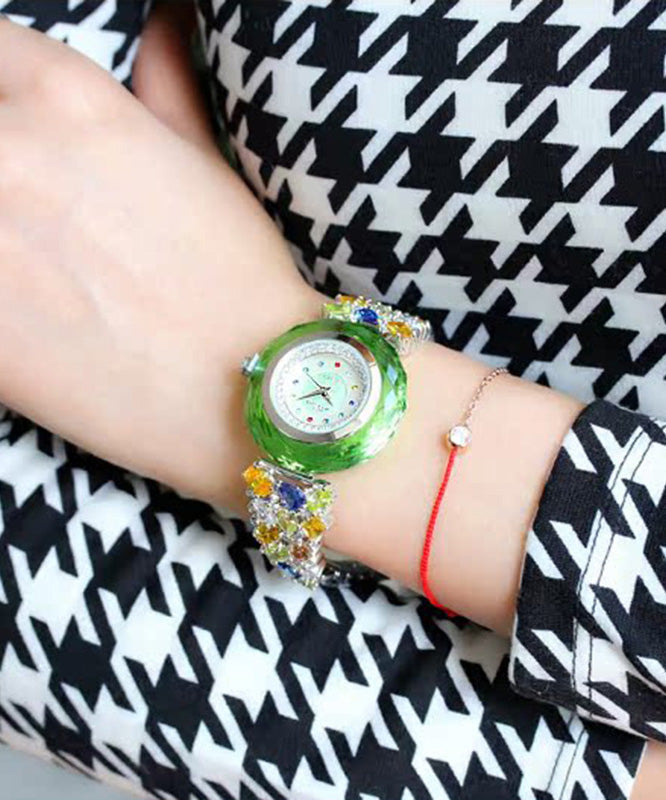 Rainbow Copper Zircon Crystal Tempered Glass Quartz Movement Watch