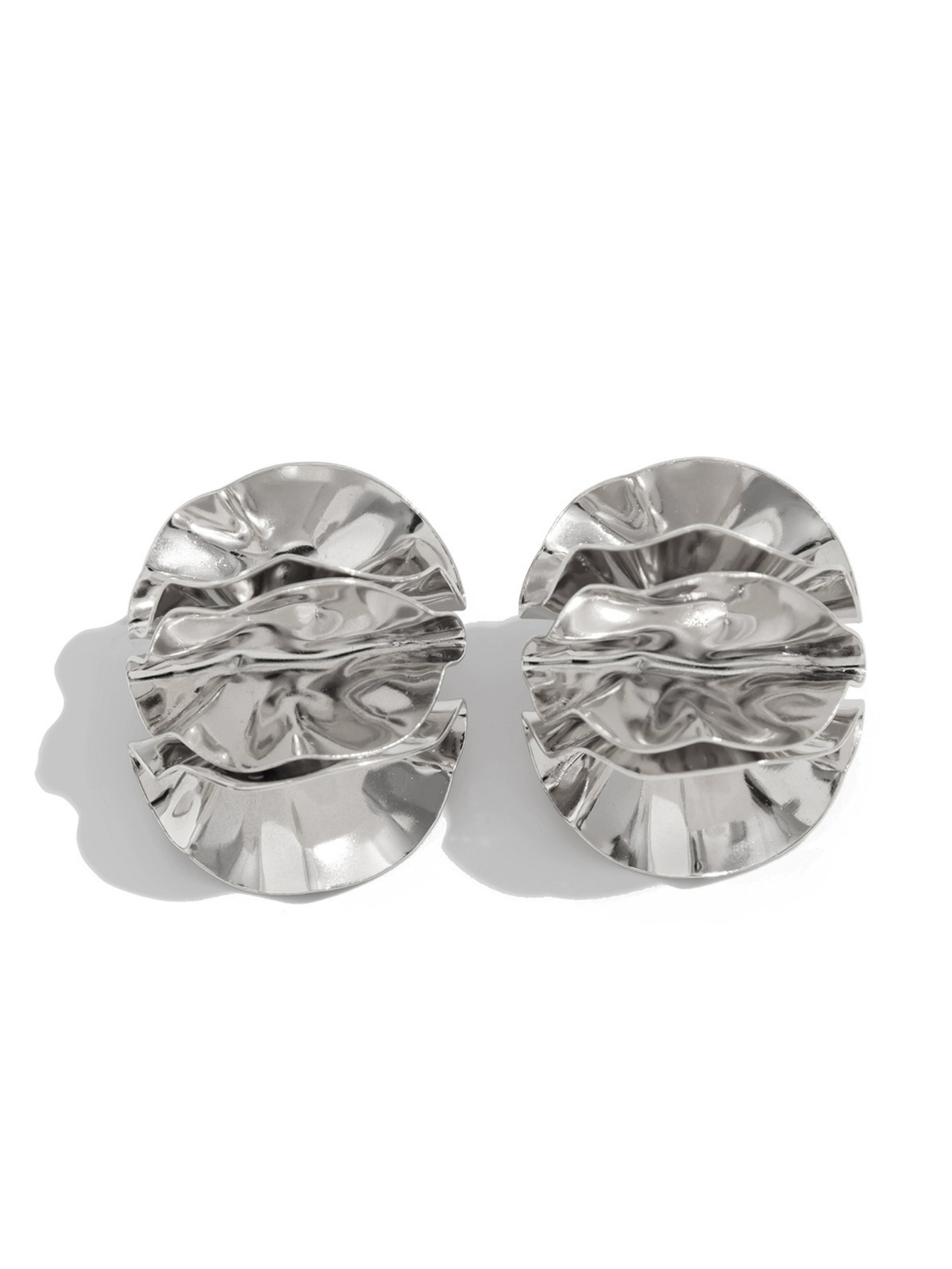 Karalynn Metallic Pleated Flower Earrings