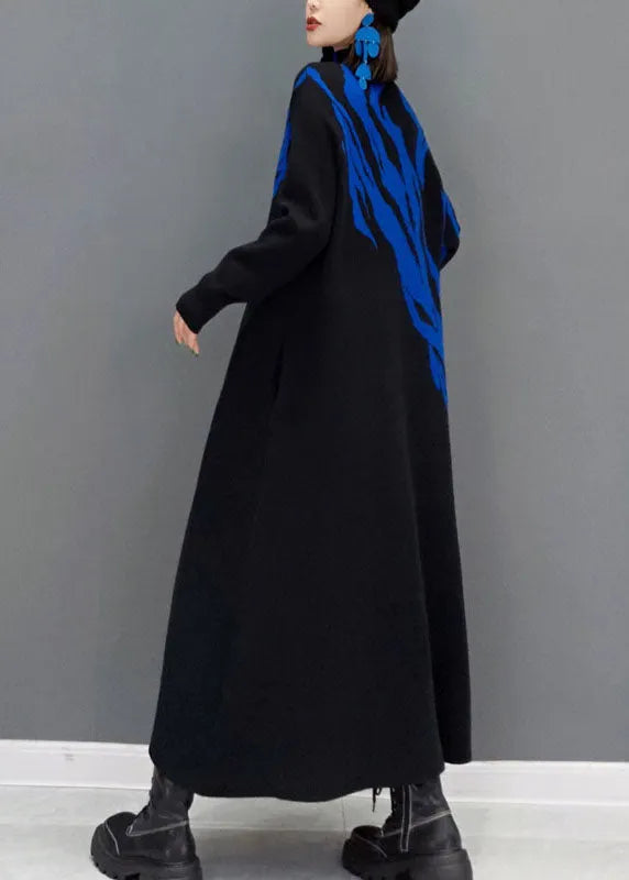 Blue Turtle Neck Knit Long Dress Spring