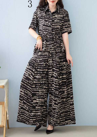 Asymmetrical Print Cotton Two Piece Set Clothing Summer