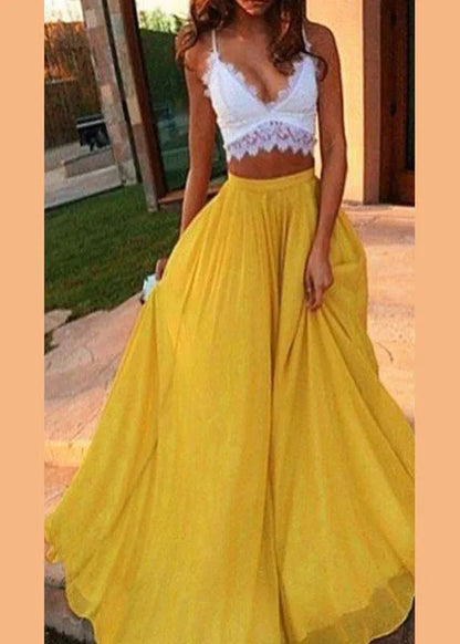Chiffon Pure-color Full-skirted Holiday Beach Dress Fairy Skirt