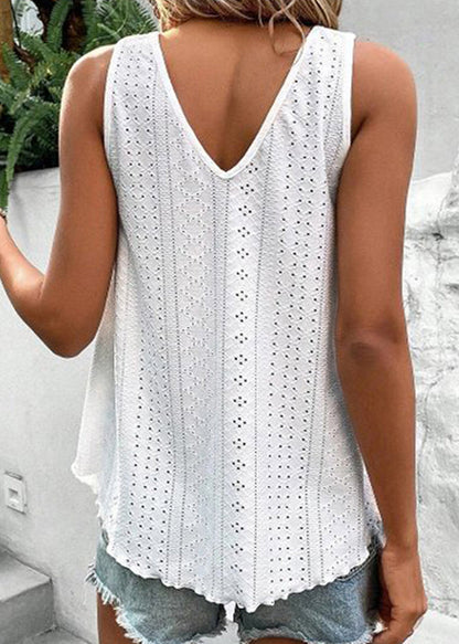 Green Patchwork Hollow Out Tanks Summer