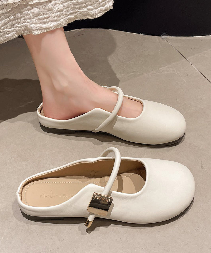Comfy Splicing Beige Faux Leather Slide Sandals