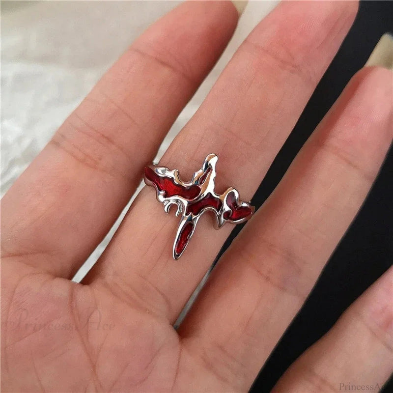 Y2k Gothic Animal Spider Crimson Crystal Ring