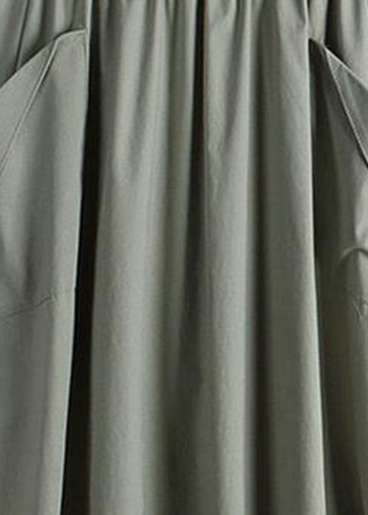 Light Green Elastic Waist Faux Leathe a Line Skirts Summer