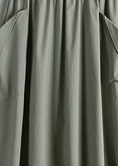 Light Green Elastic Waist Faux Leathe a Line Skirts Summer