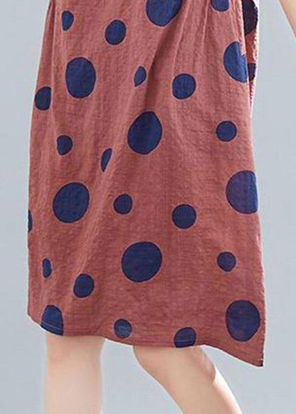 Browno-neck Dot Print Mid Dresses Short Sleeve