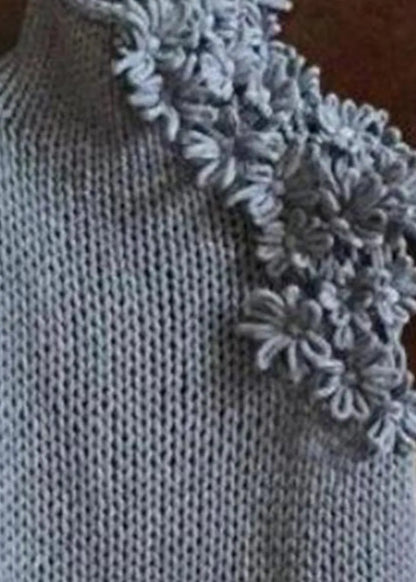 Style Grey Hign Neck Knit Vest Sleeveless Spring