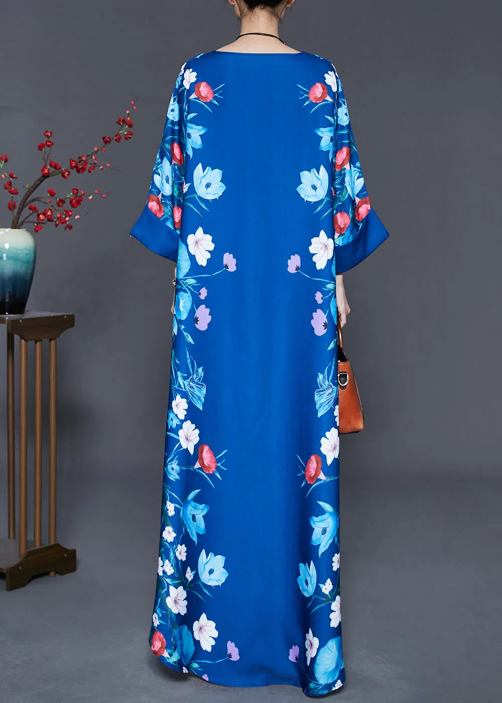 Stylish Blue Oversized Print a Line Dress Summer