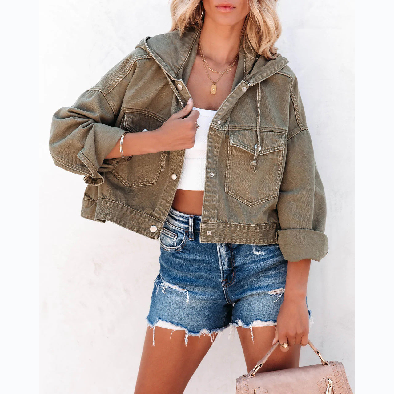 Denim Coat Autumn Winter Street Hipster Hoodie With Drawstrings Baggy Coat
