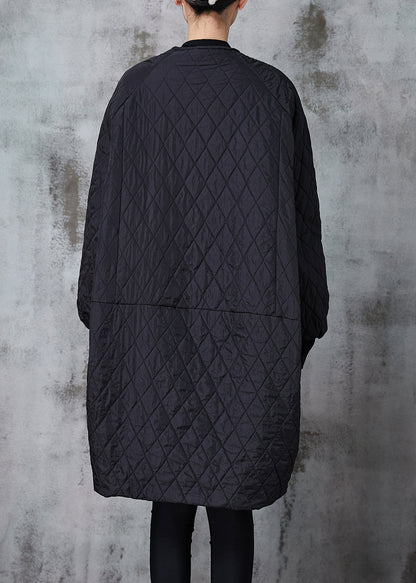 Boutique Black Oversized Patchwork Fine Cotton Filled Jacket in Winter