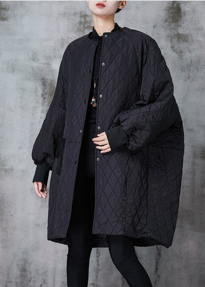 Boutique Black Oversized Patchwork Fine Cotton Filled Jacket in Winter