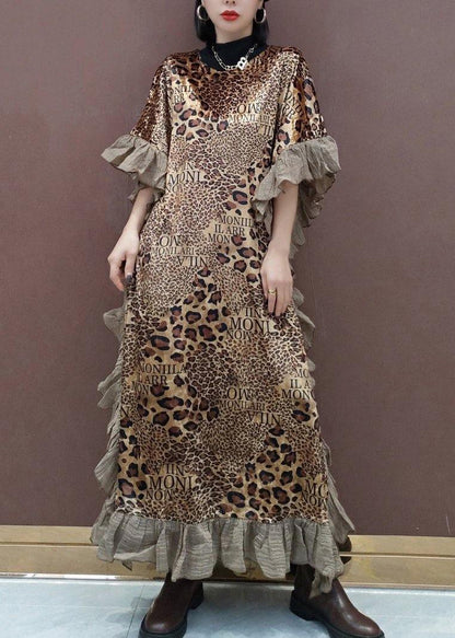 Loose O Neck Ruffles Spring Clothes Lnspiration Leopard Dress