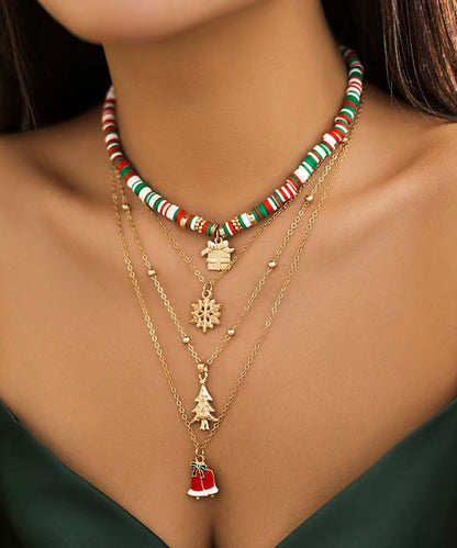 Colorblock Alloy Multilayer Four Piece Set Pendant Necklace