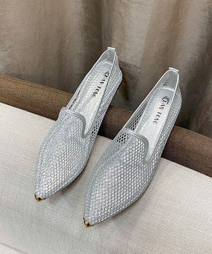Comfortable Flat Feet Shoes Black Pointed Toe Hollow Out