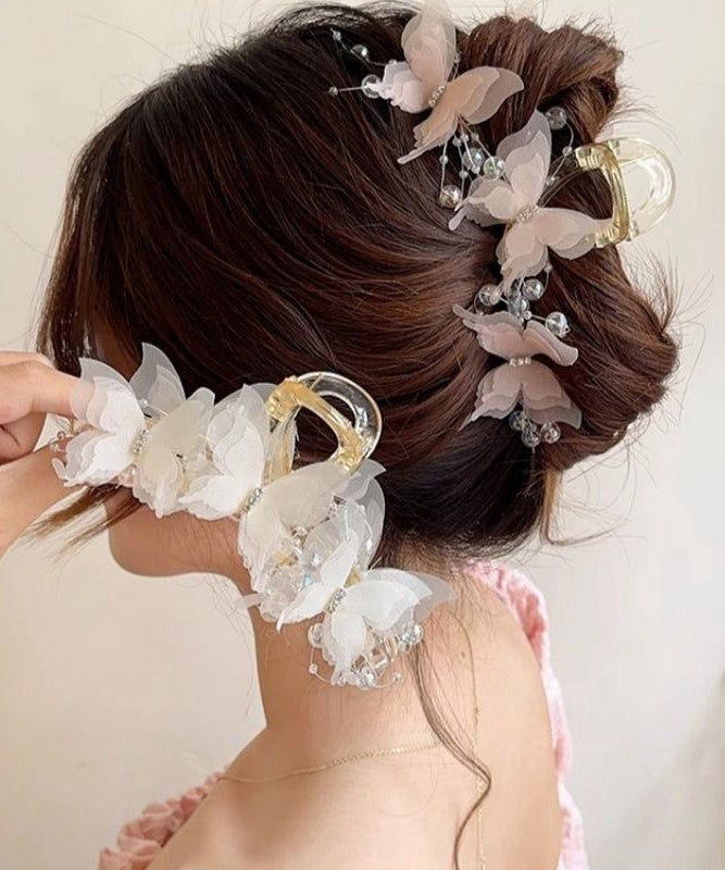 White Plastics Material Tulle Zircon Butterfly Hairpin