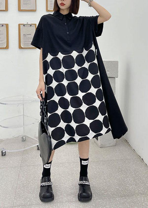 Black Dot Summer Short Sleeve Dress