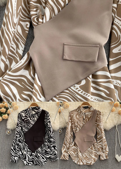 Black Asymmetrical Design Chiffon Two Pieces Set Spring