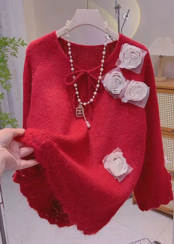 Purple Bow Knit Knit Sweaters Spring