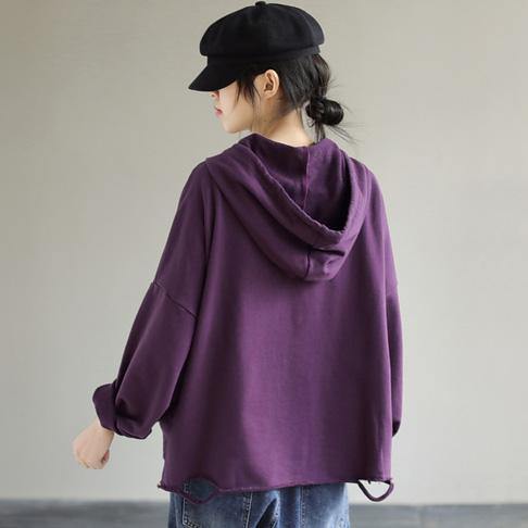 Hooded Hole Spring Top Silhouette Photography Purple Blouses
