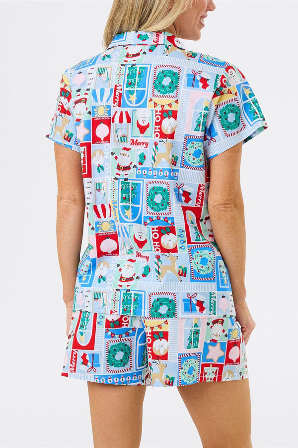Christmas Print Short-Sleeve Cute Cartoon Print Set