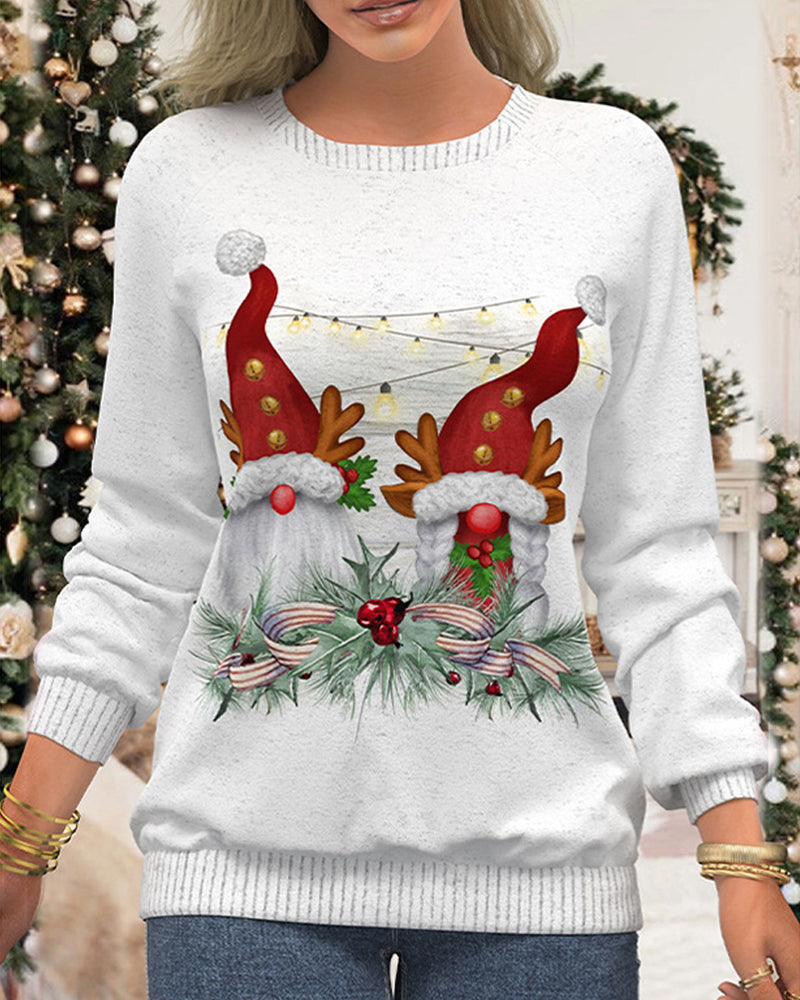Sweatshirt with Raglan Sleeves in Christmas Motif