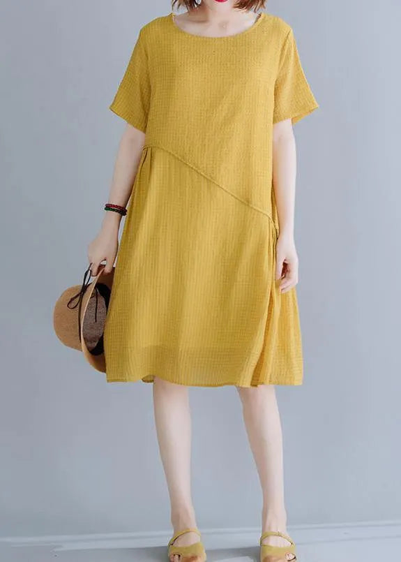 Yellow Asymmetrical Design Maxi Summer Chiffon Dress