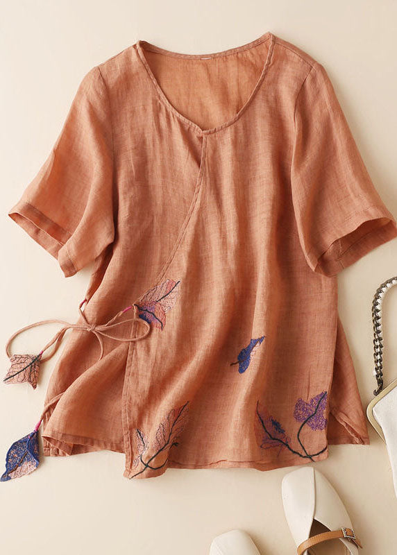 White Embroideried Tie Waist Linen Tank Summer