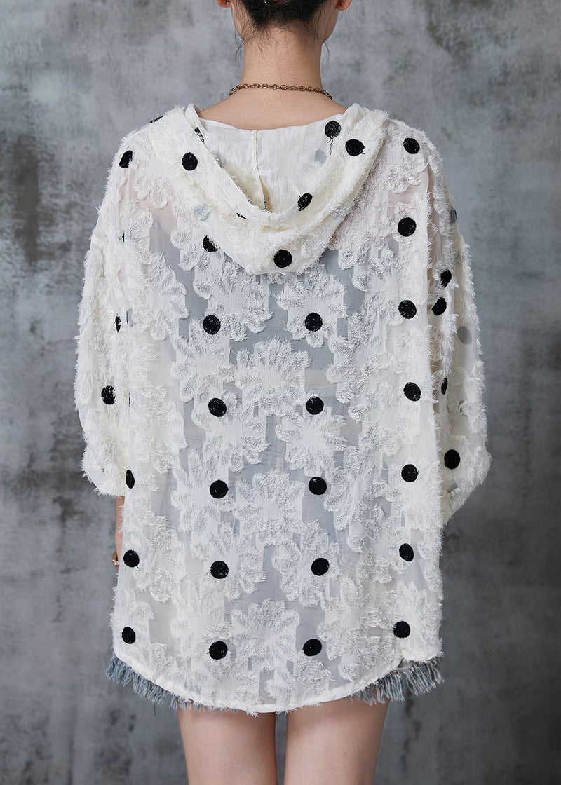 Apricot Tasseled Embroidered Spandex Hooded Jackets Fall