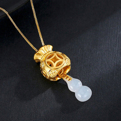 Buddha Stones Auspicious Feng Shui Money Bag Jade Pendant Necklace