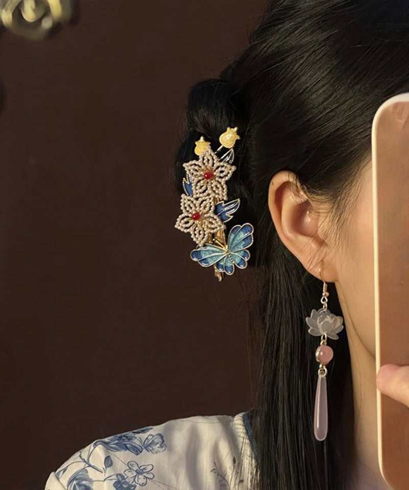 Chinese Style Rainbowancient Gold Butterfly Hairpin