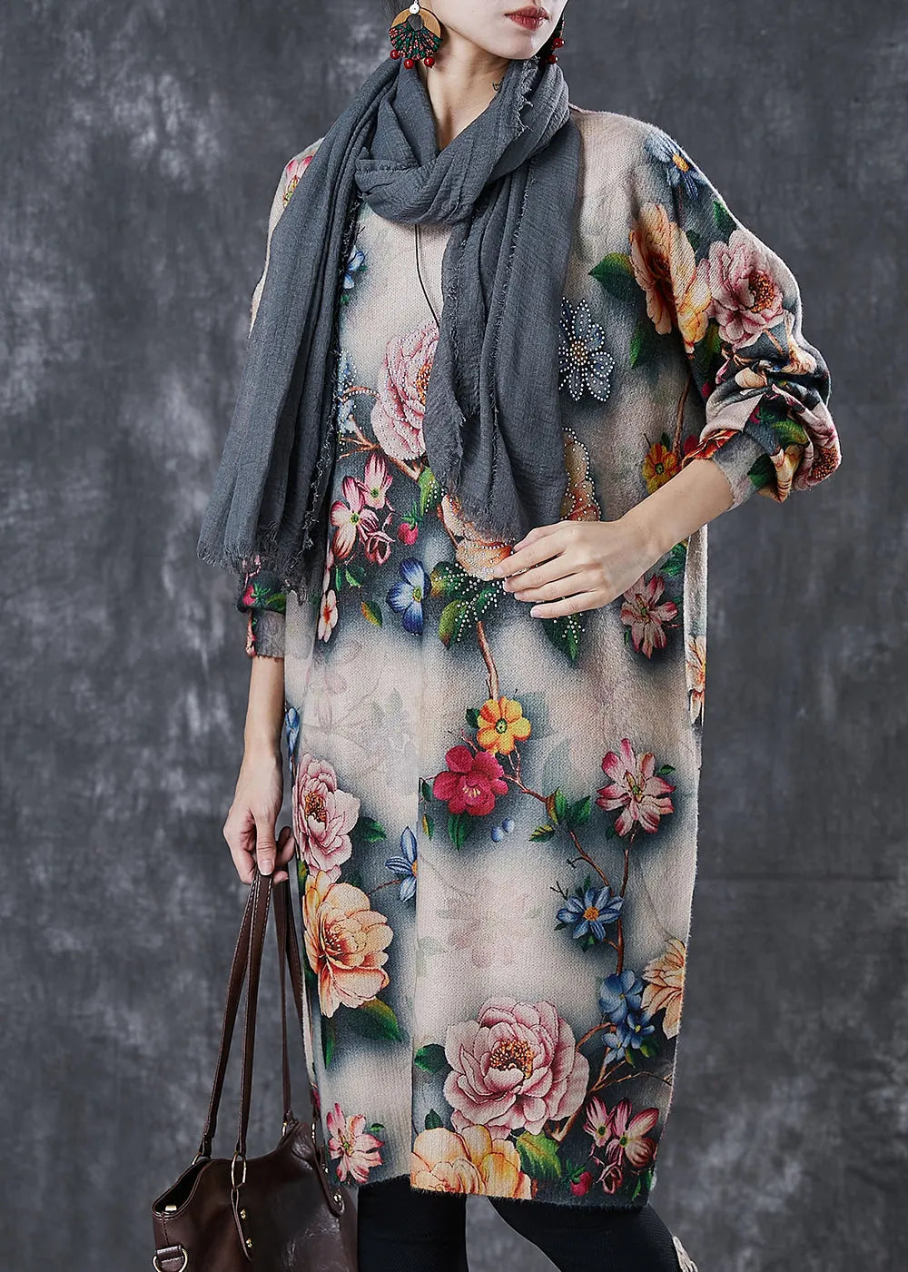 Diy Khaki Oversized Knit Maxi Dresses Spring