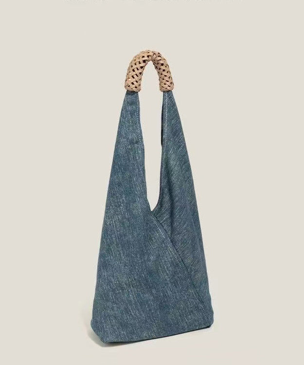 Blue Asymmetrical Design Denim Shoulder Bags