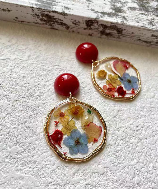 Handmade Colorblock Sterling Silver Alloy Drip Glaze Hoop Earrings
