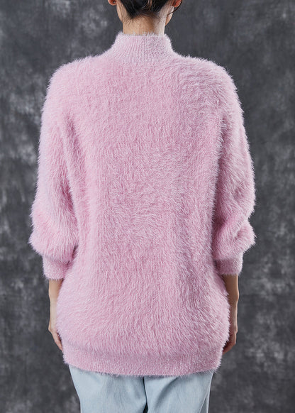 Boutique Purple Tasseled Thick Mink Hair Knitted Pullover Winter