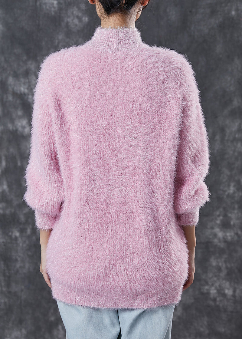 Boutique Purple Tasseled Thick Mink Hair Knitted Pullover Winter