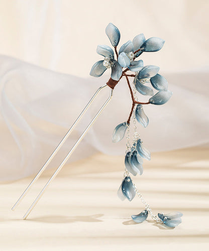 Chinese Style Blue Copper Alloy Colored Glaze Tassel Hairpin