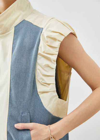 Colorblock Oversized Patchwork Cotton Loose Vests Fall
