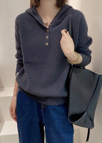 Rose Versatile Hooded Knit Top Spring